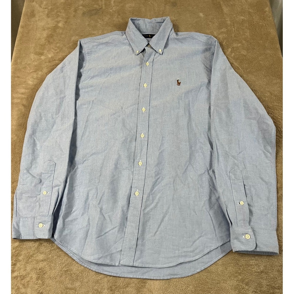 Polo Ralph Lauren Classic Fit Shirt Men's L Blue Button-Down Cotton L/S EUC